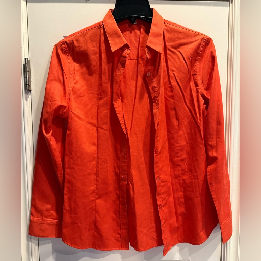 Vibrant Orange Button-Up Shirt